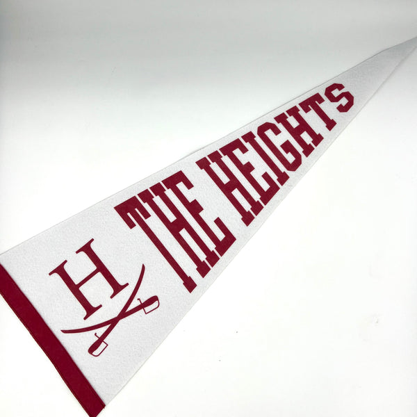 Heights Felt Pennant – White with Red H Sabre