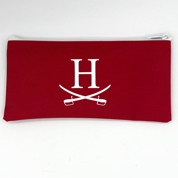 Heights Red Pencil Case – Red Canvas with H Sabre