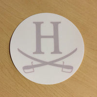 Window cling - Round H with crossed swords