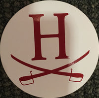 Car Sticker Decal - Round H with crossed swords