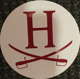 Car Sticker Decal - Round H with crossed swords